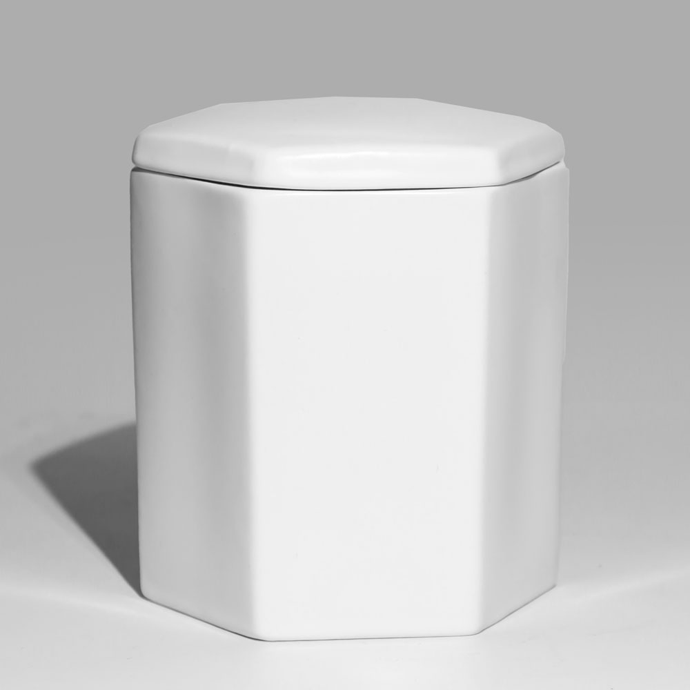 Portacandele in ceramica con fiore di gelsomino bianco esagonale con coperchio