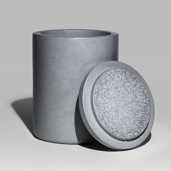 grey concrete candle jar with lid