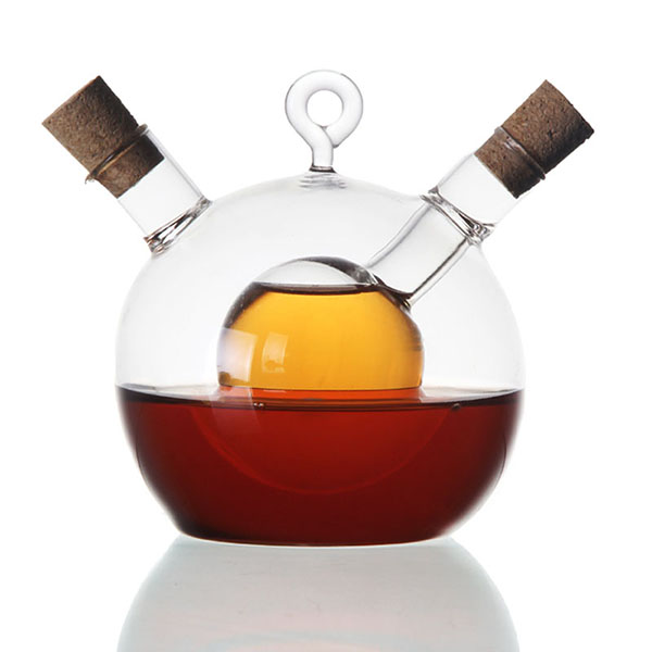 Dispensador de aceite de oliva y vinagre 2 en 1 de vidrio borosilicato para cocina