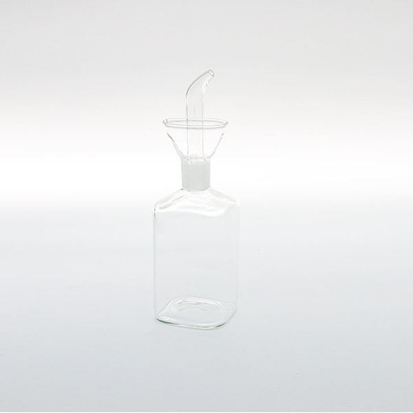 Bouteille de vinaigre carrée en verre borosilicaté de 260 ml