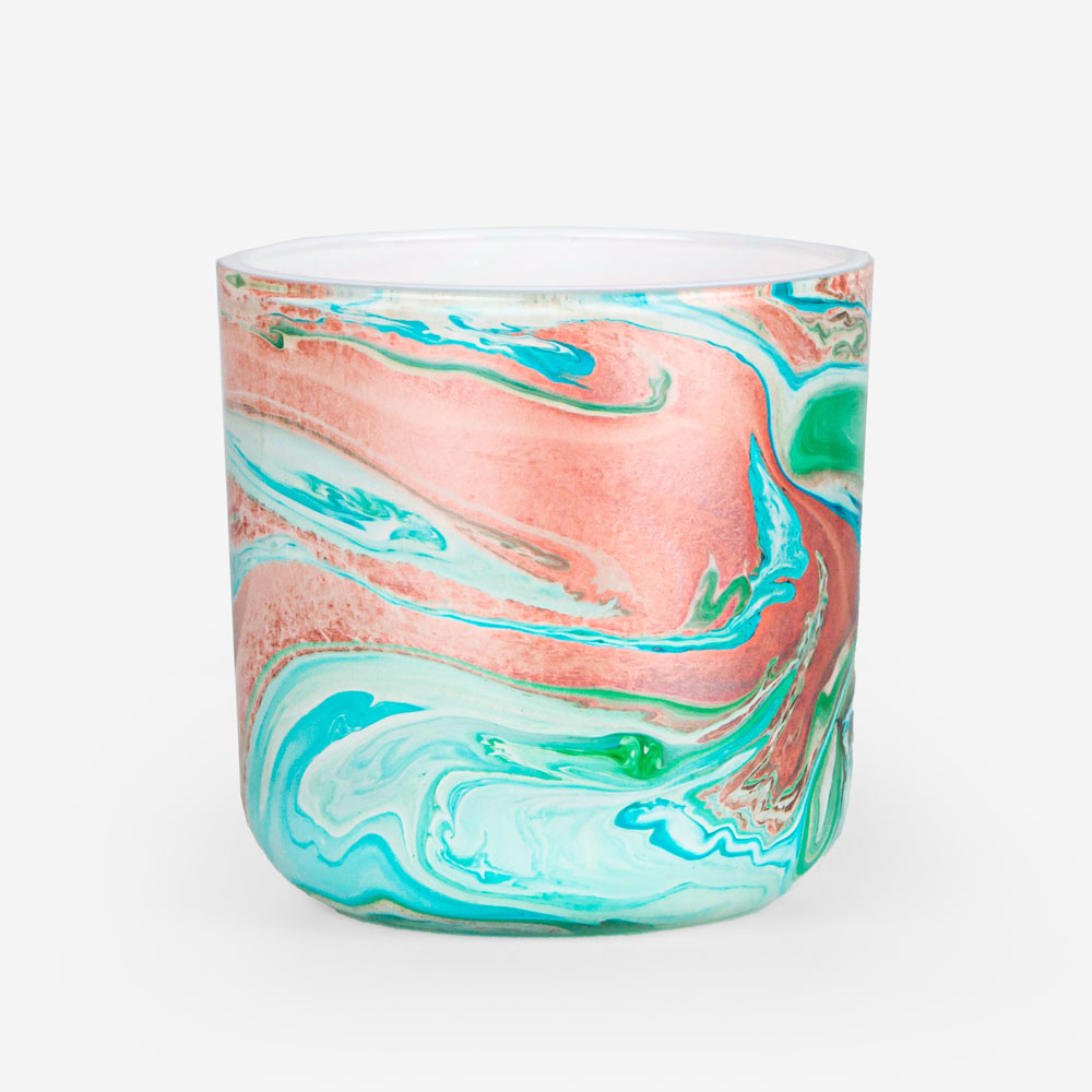 Recipiente para velas de cristal de acuarela de base redonda de 12 oz recién desarrollado verde