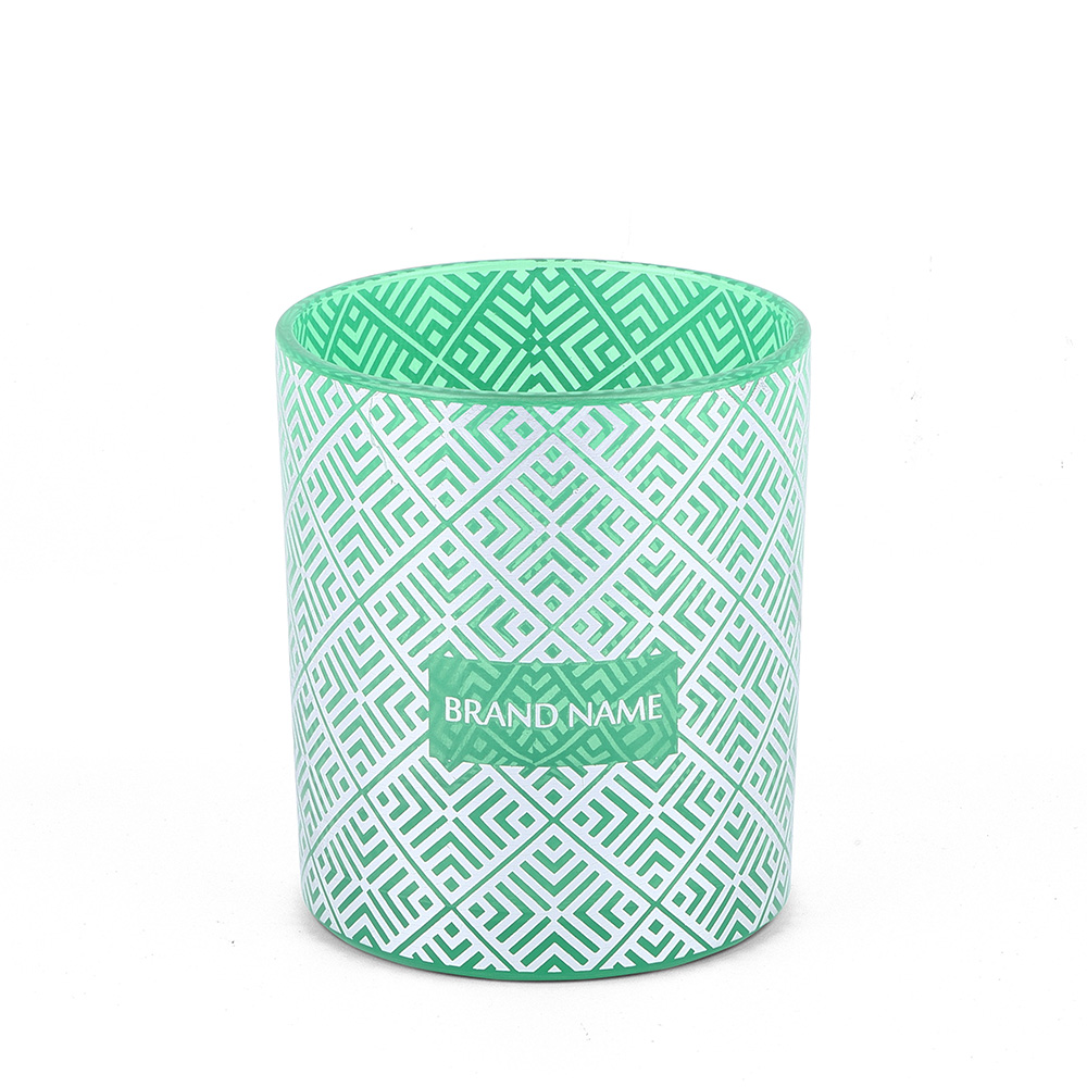 Suporte de vela clássico verão verde hotstamping prata 11 onças