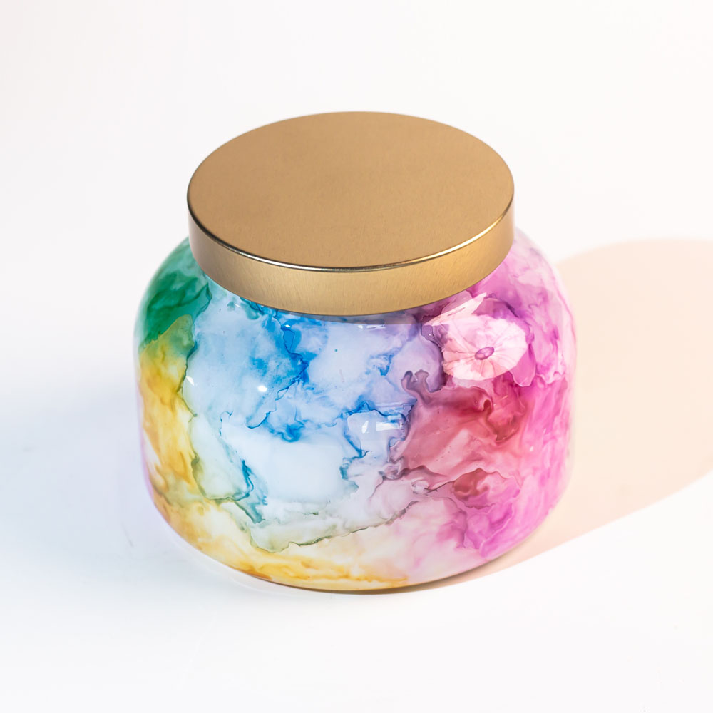 迷人的手工水彩蜡烛罐 19 盎司