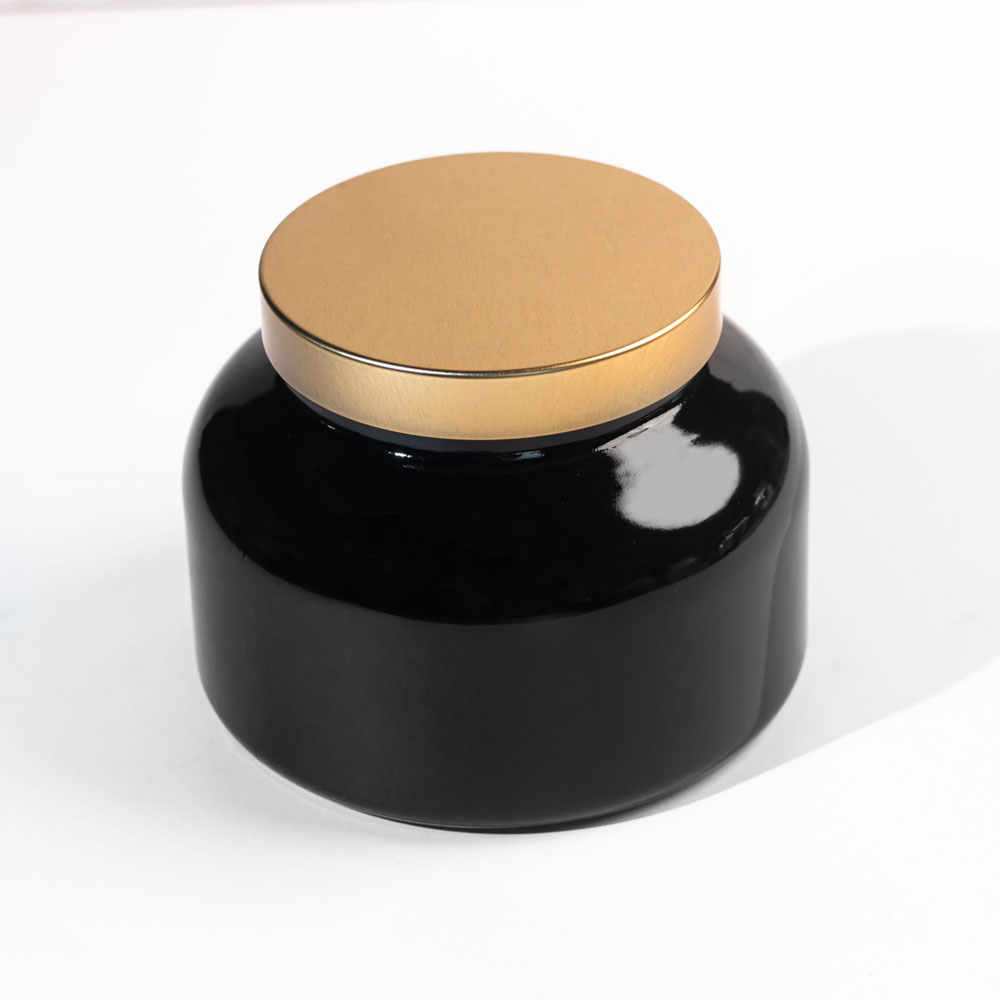 Wholesale 18oz Glossy Black Glass Jar