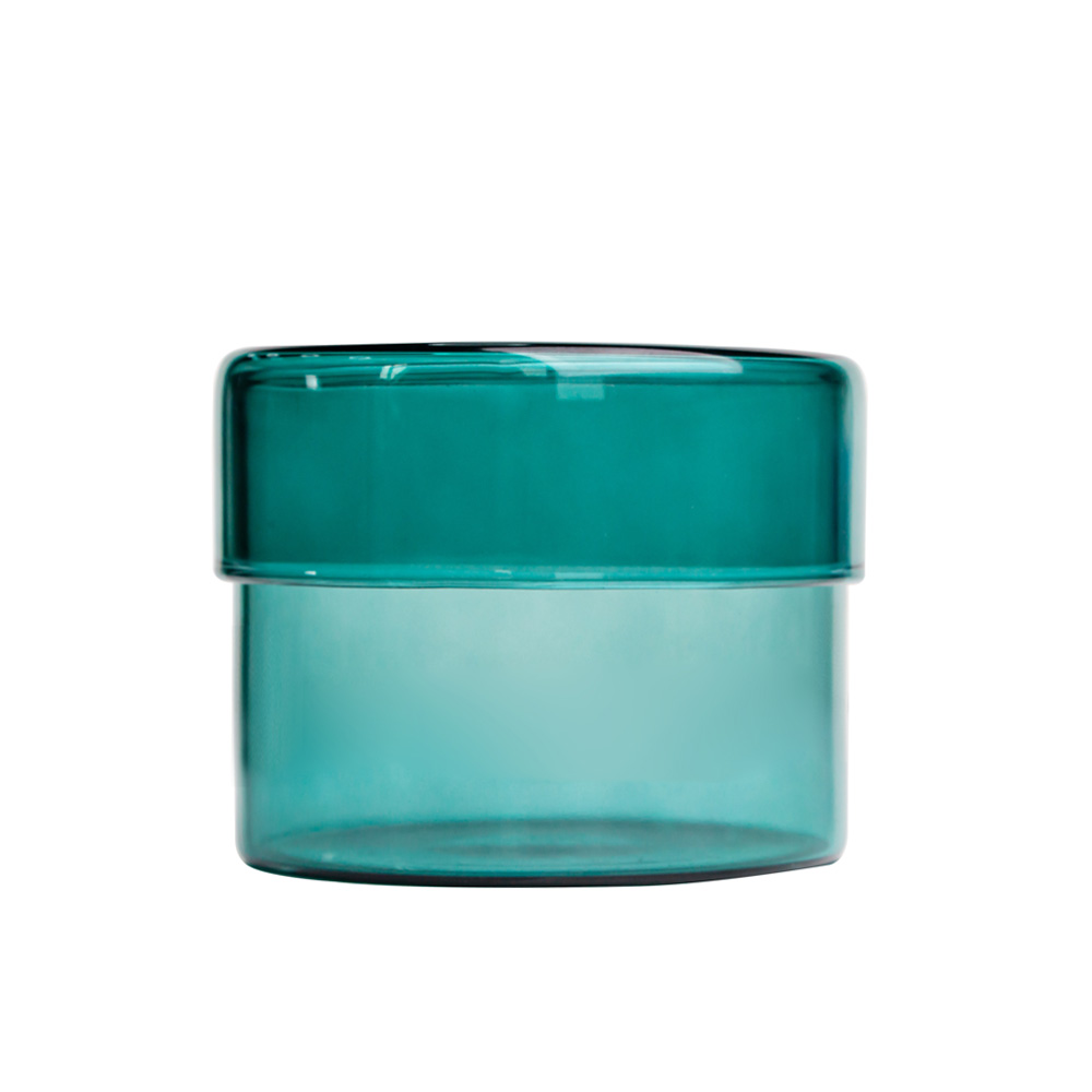 Vidrio de borosilicato verde azulado con tapa de vidrio para velas