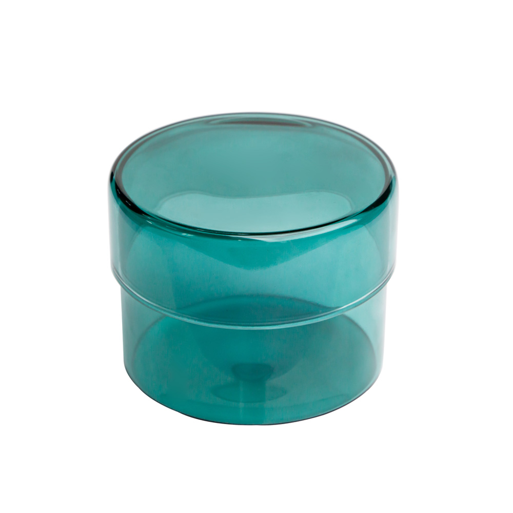 Vidrio de borosilicato verde azulado con tapa de vidrio para velas