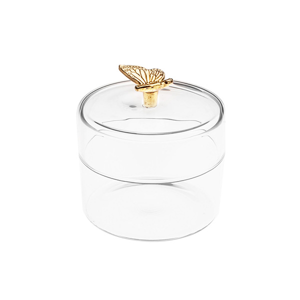 11oz 硼硅酸盐罐带盖金蝴蝶