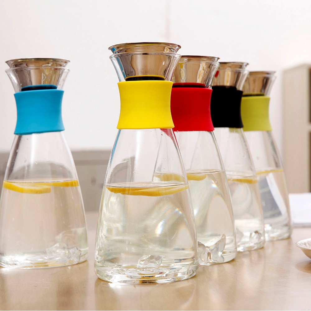 OEM- und ODM-1200-ml-Karaffe aus Borosilikatglas mit Silikonhülle