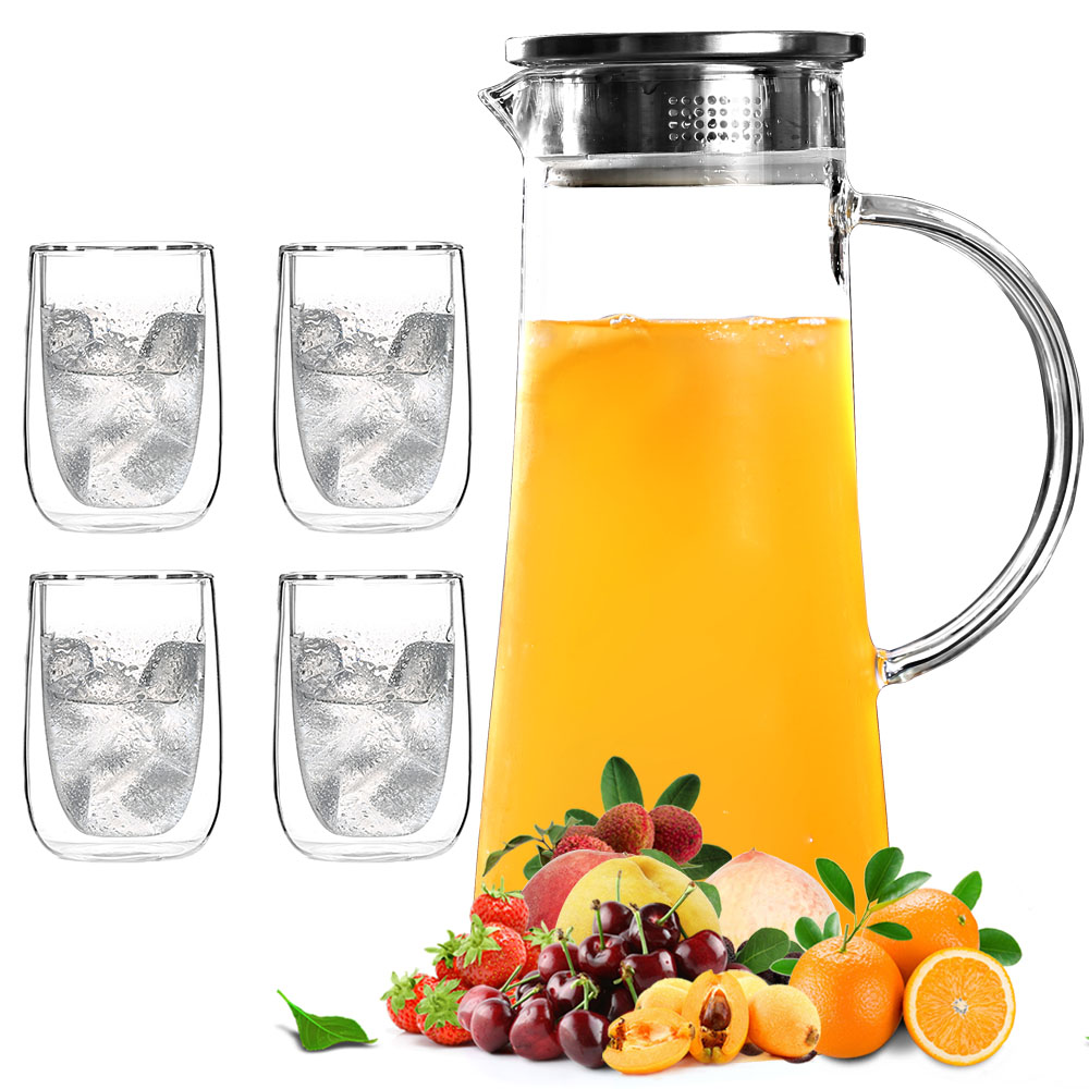 Großhandel Borosilikat-Wasserkrug mit Tasse 1500 ml