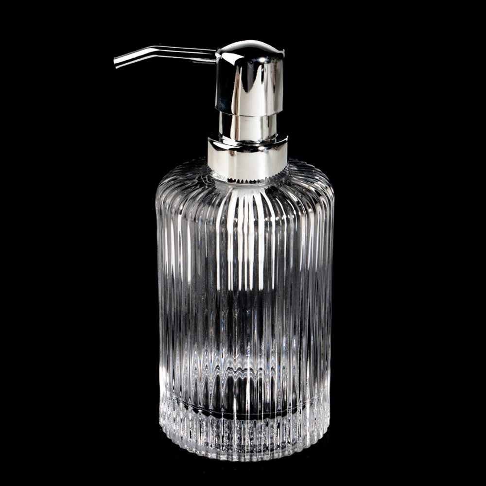 Private Label Botol Kaca Cecair Tangan Boleh Diisi Semula Kristal dengan Pam Perak