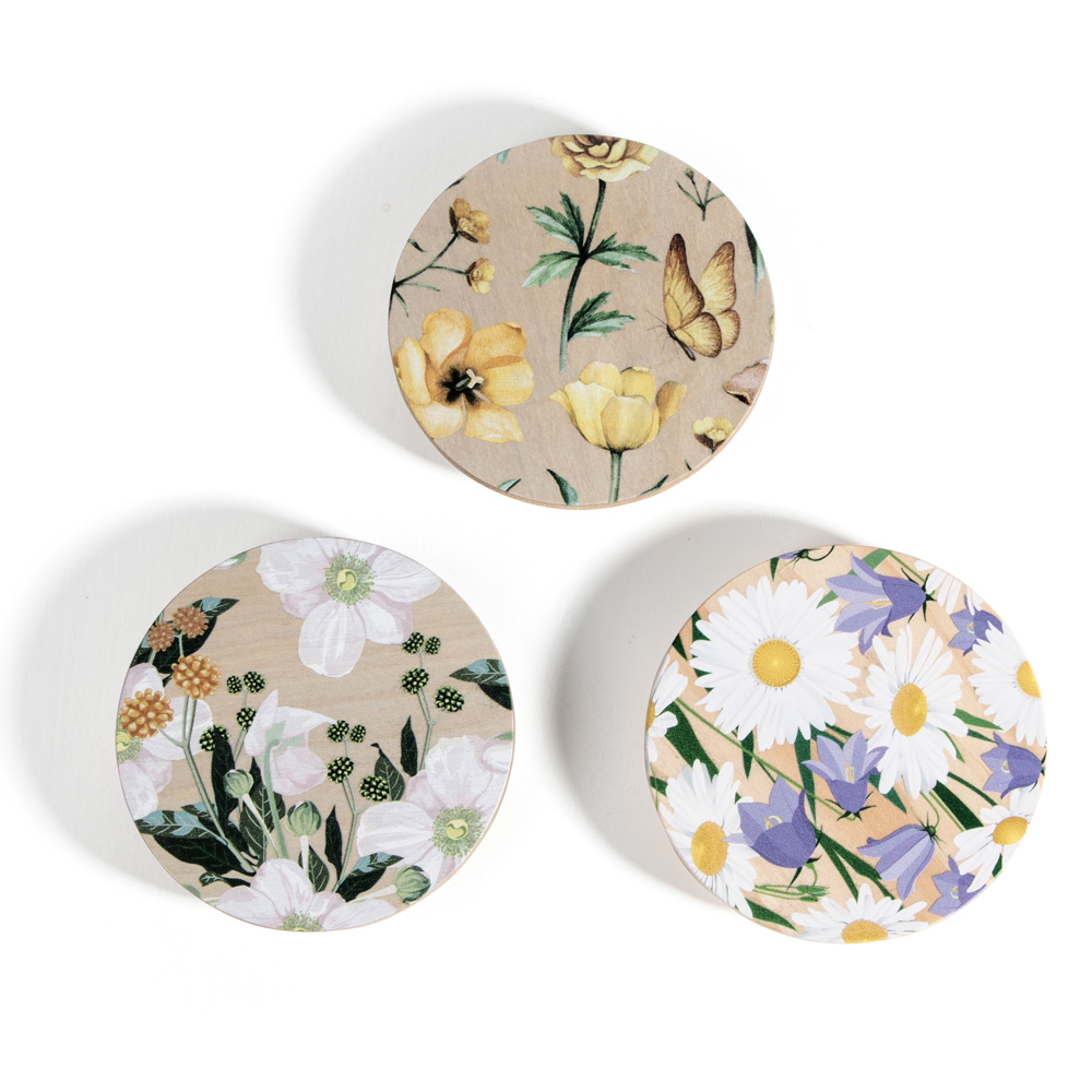 原松木盖，带 CMYK 印花蜡烛玻璃花