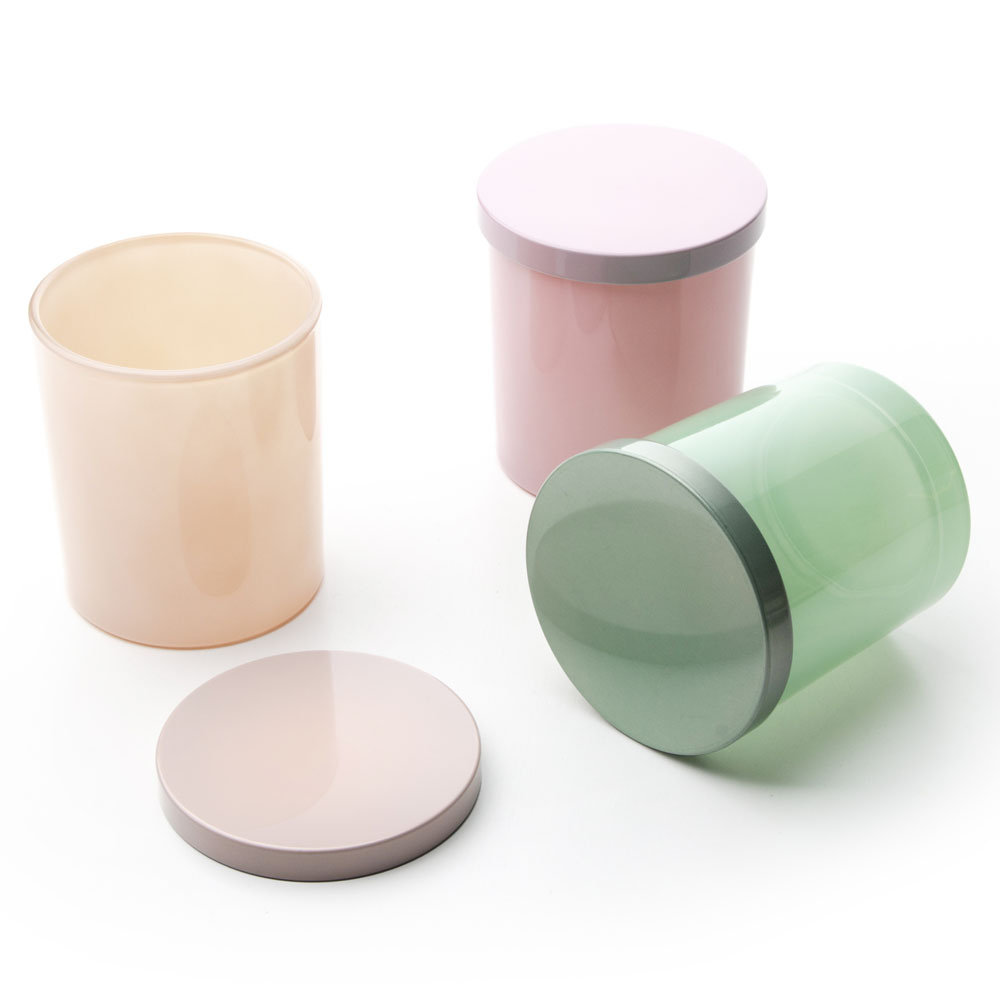 9oz زجاج شمعة مطلي بأغطية معدنية