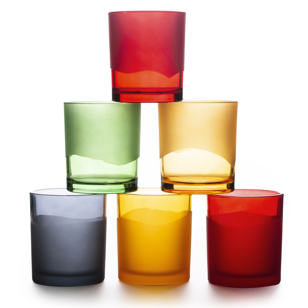 8 盎司 Ombre 玻璃烛台，哑光颜色和光泽颜色喷雾