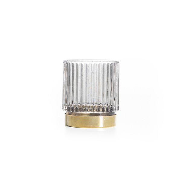 Mini Strips Kerzenglashalter mit goldfarbenem Metallsockel