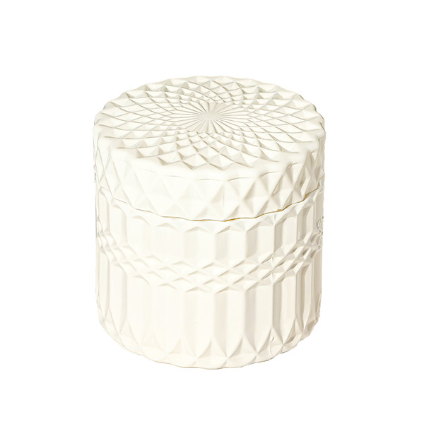 Barattolo di candela in avorio da 6 once con coperchio