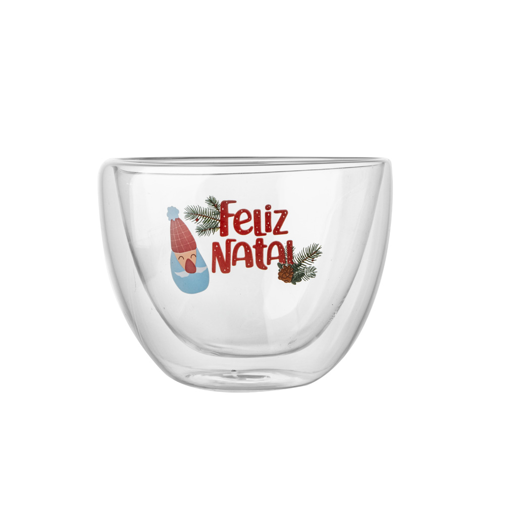 العطلات البورسليت مزدوجة فنجان القهوة الزجاجية مساعدين 14.5 أوقية