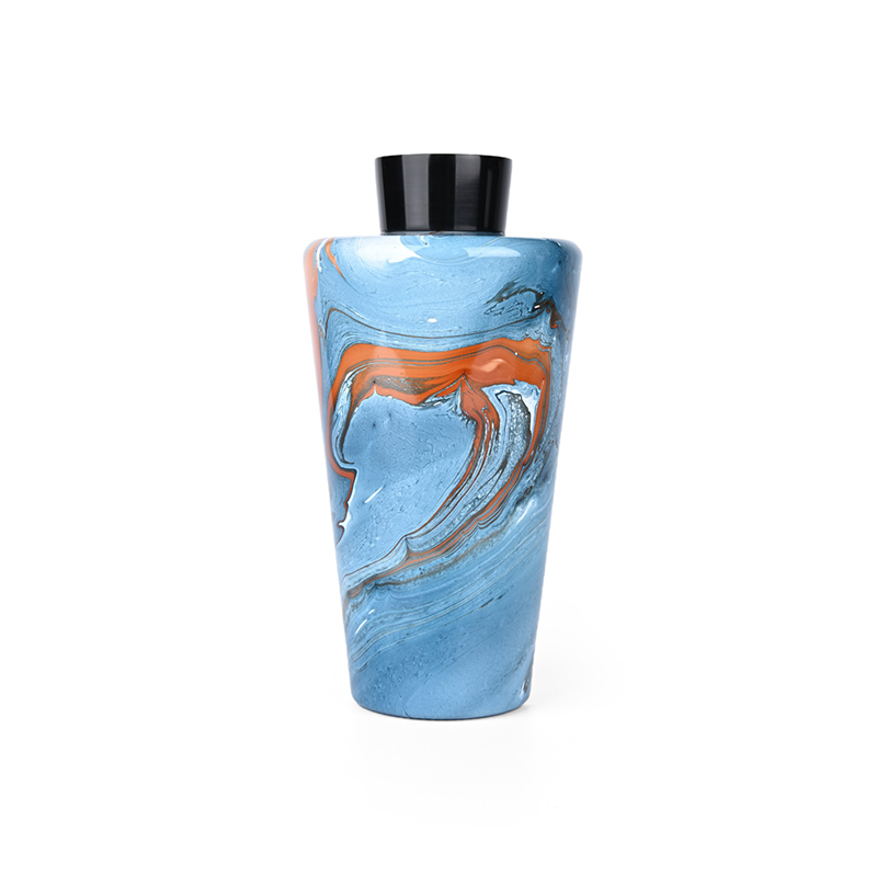 Contemporary Abstract Swirl Vase – Blue & Terracotta