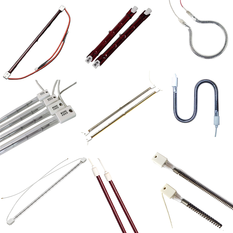 Shortwave Far Infrared Wave Quartz Heating Tube Ceramic Heat Lamp IR Paint Curing Infrared Heater Lamps Halogen Light Bulbs