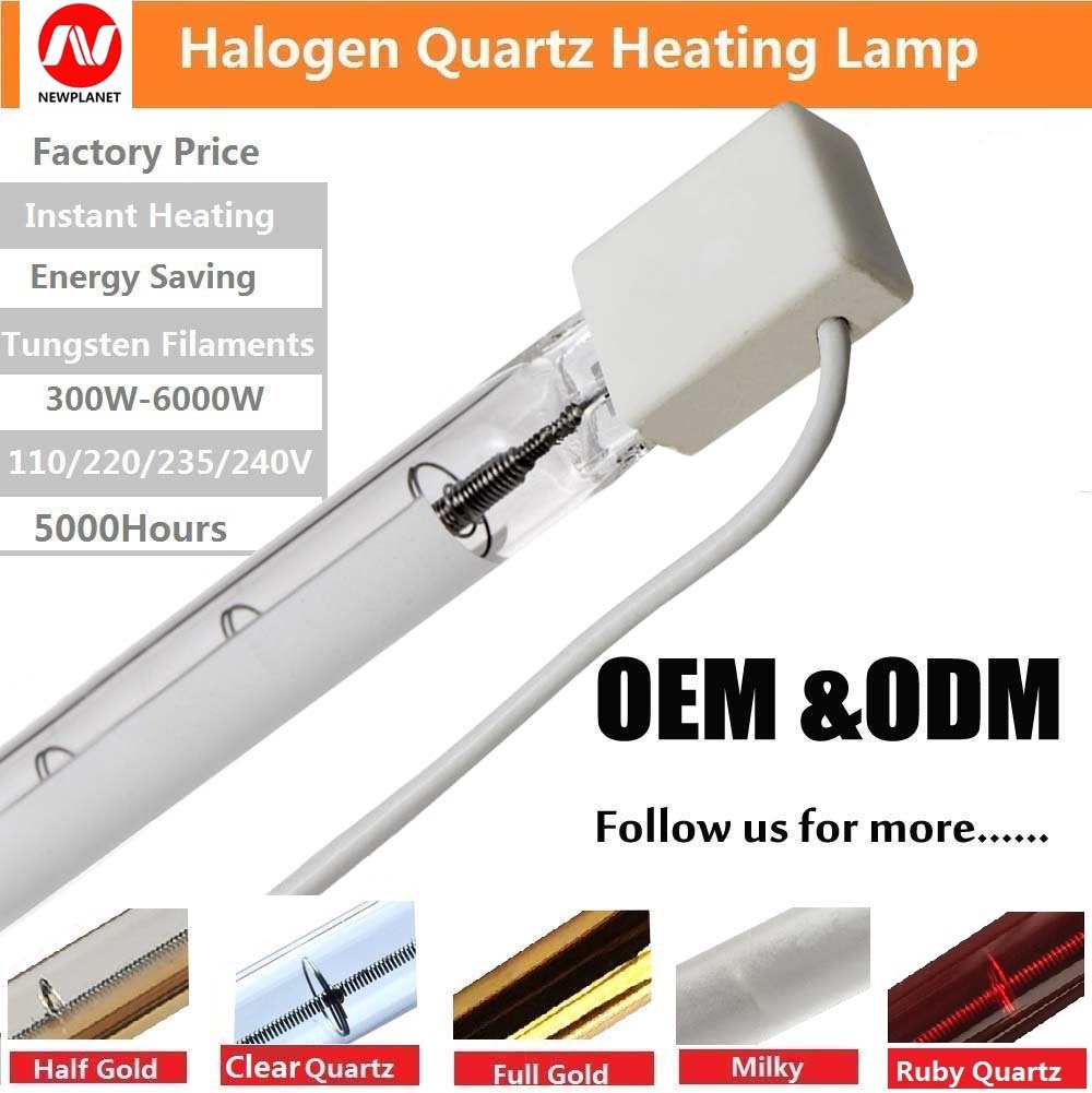 Lampe de séchage de peinture infrarouge à ondes courtes halogène à Quartz de tungstène demi-blanc