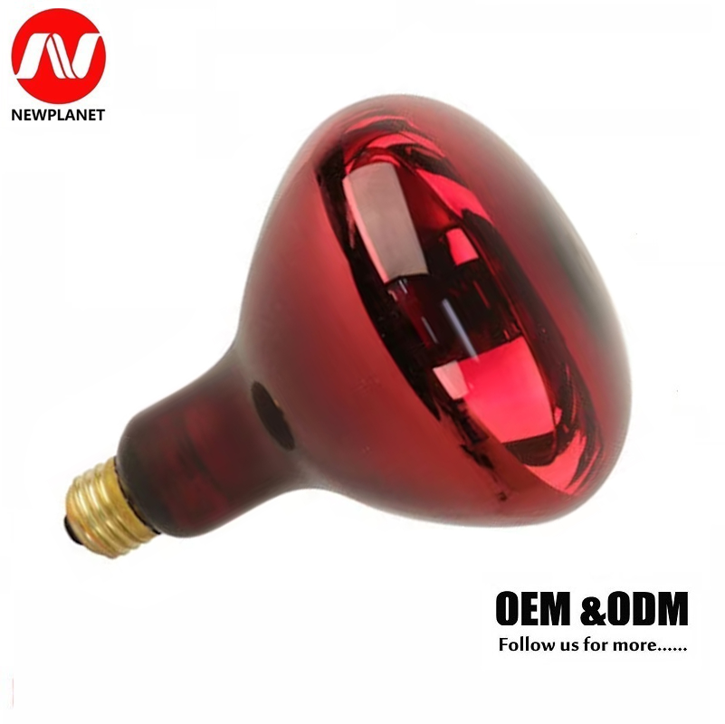 China Reptile Infrared Glass Heat Lamp Bulb 275W Red Emitter for Reptiles & Amphibians Basking Spot Light with IP44 Rating manufacturer