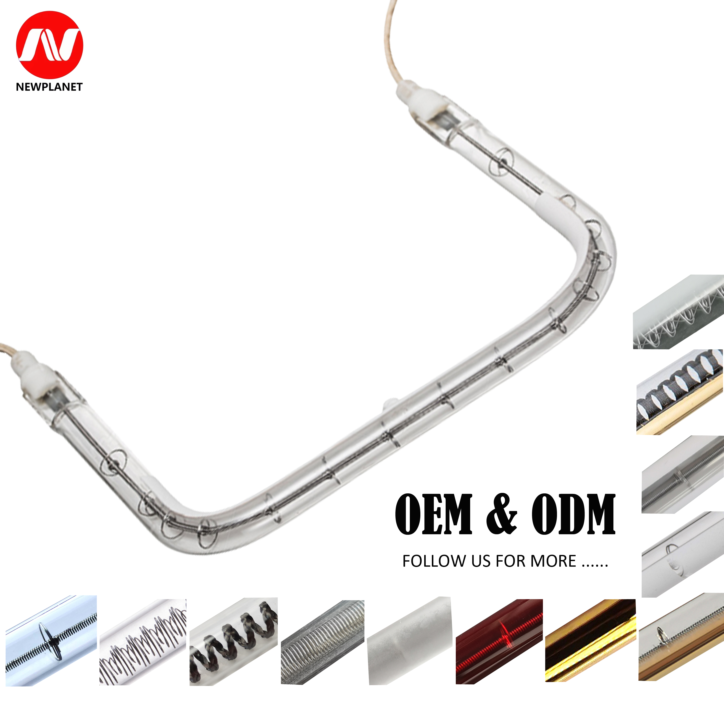 Passen Sie die 400 V 3500 W klare Kurzwellen-Halogen-Vorform-Infrarot-Heizlampe für den Backofen an