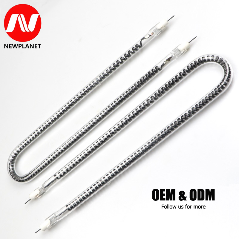 Lampada riscaldante a infrarossi al quarzo alogena in fibra di carbonio a forma di U per torrefazioni da forno