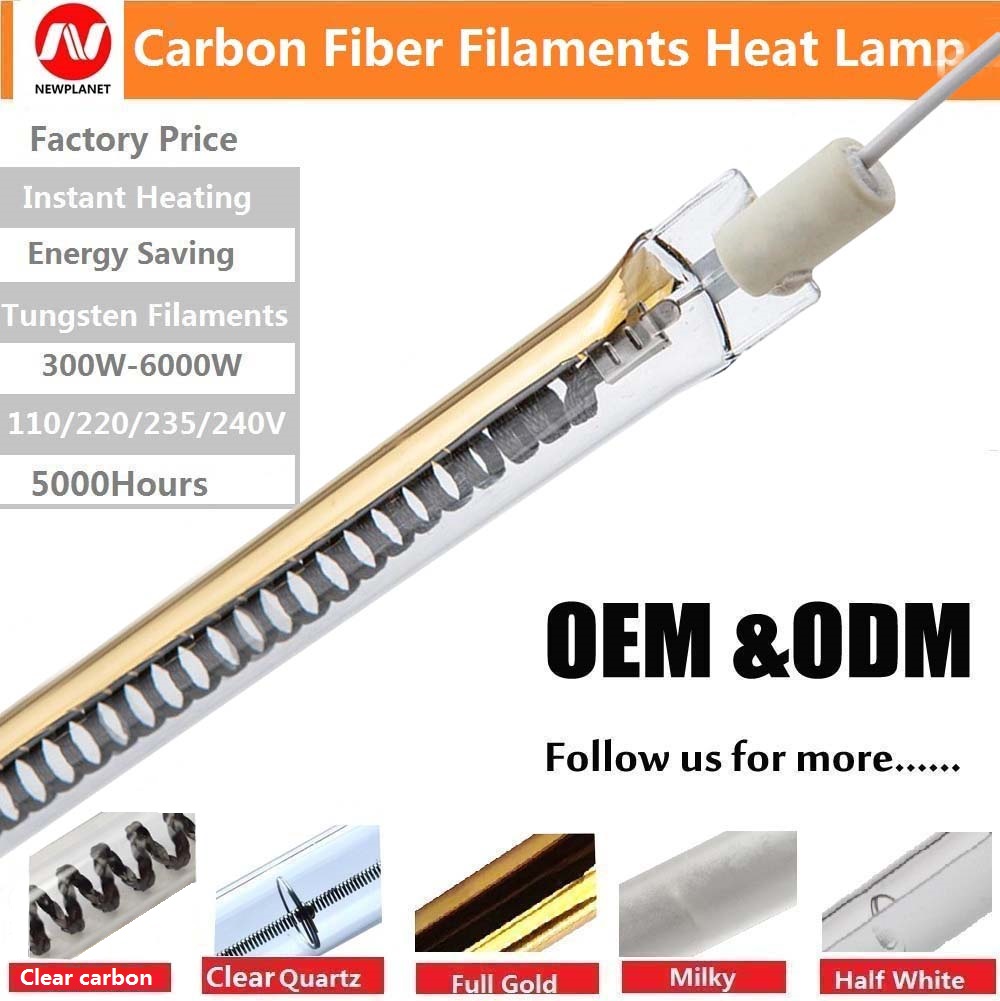 Wholesale Customized Half Gold Single Tube Quartz Glass Halogen Infrared Heating Lamp
