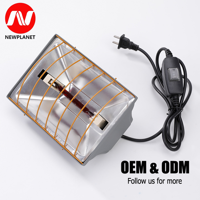 220V Infrared Heater Lamp Red Halogen Heat Light Aluminum Housing Dimmable IP44 Poultry Farm