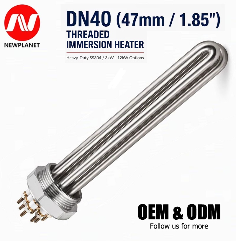 DN40 Tubo de Flange Industrial Haste de Aquecimento Elétrico Tubo Aquecedor Solar de Água em Aço Inoxidável Aquecedor Tubular