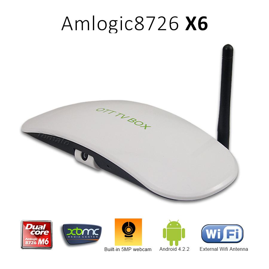 Smart TV Box Dual Core Amlogic 8726-MX Camera X6