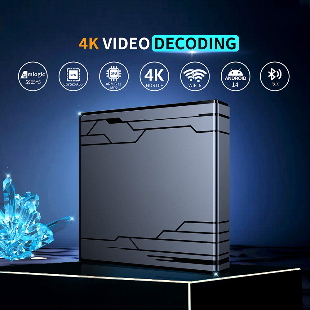 New TV Box Android 14 Amlogic S905Y5 4K HDR10 WiFi 6 Streaming Device