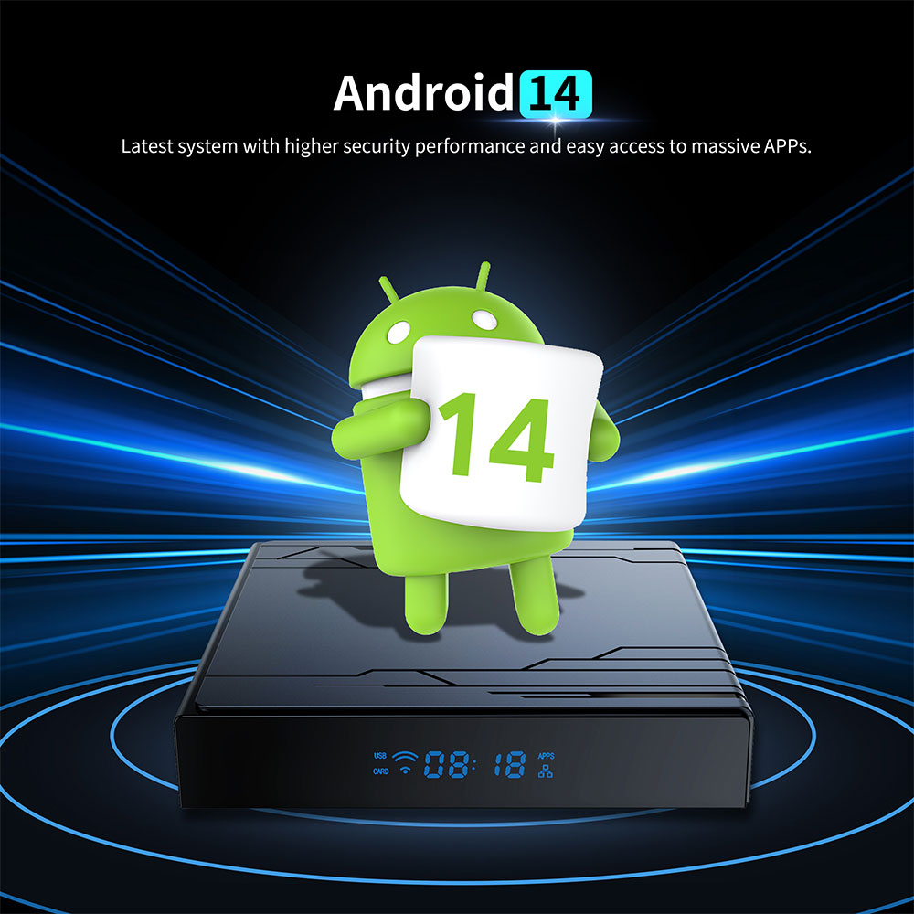 New TV Box Android 14 Amlogic S905Y5 4K HDR10 WiFi 6 Streaming Device