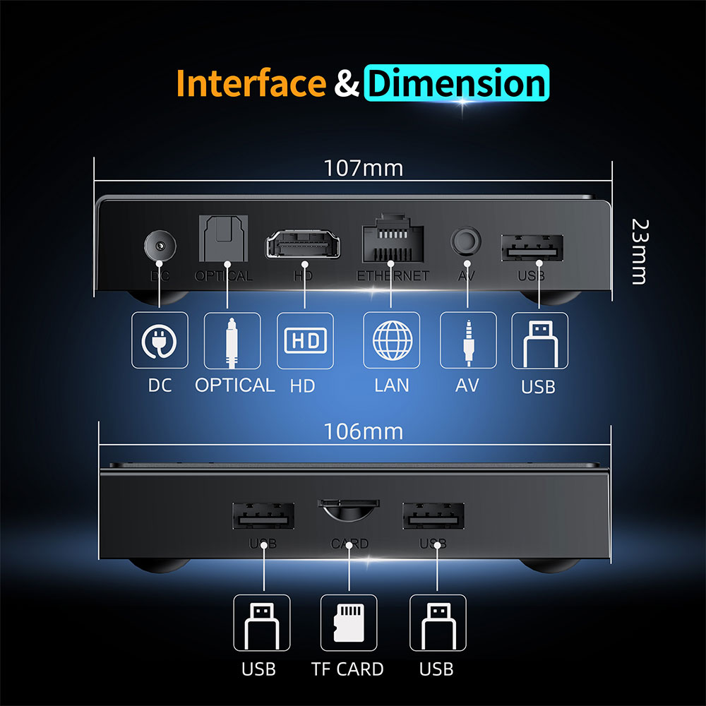 New TV Box Android 14 Amlogic S905Y5 4K HDR10 WiFi 6 Streaming Device