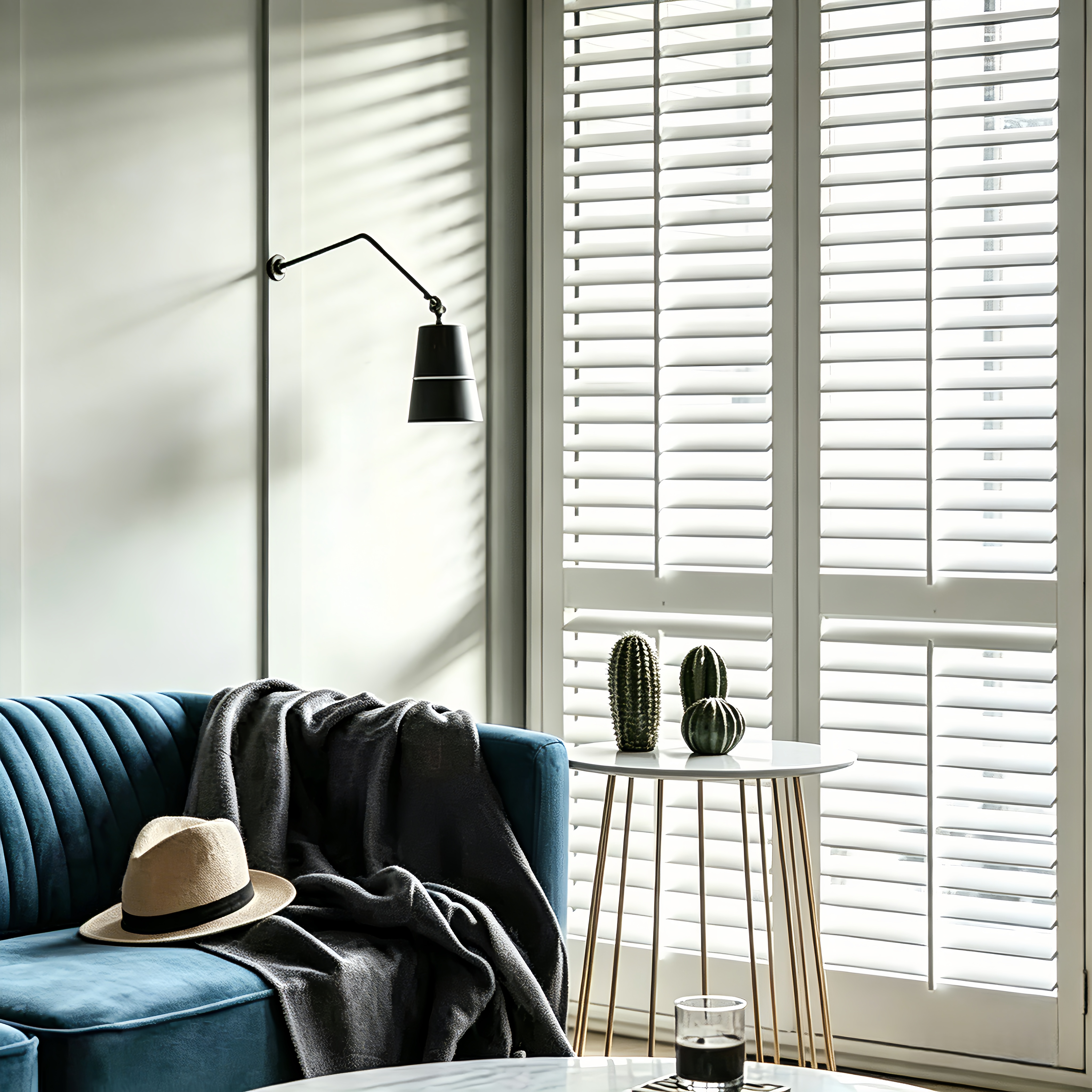Persianas para plantação de madeira Paulownia Acabamento de grão de madeira natural embutido personalizável com bloqueio de UV Design interior contemporâneo
