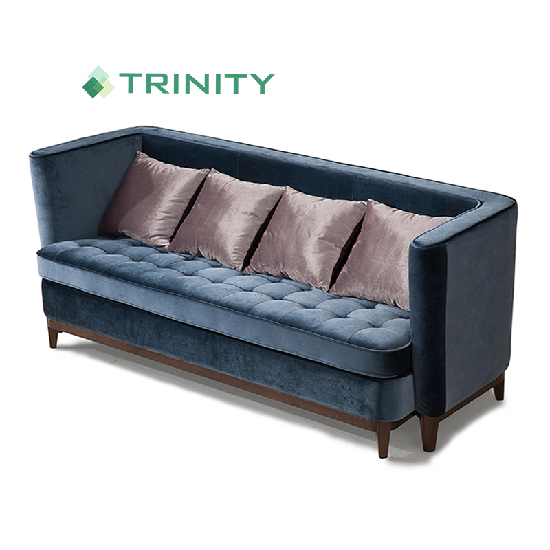 Выполненная на заказ гостиница роскошная королевская синяя бархатная софа с пуговицами