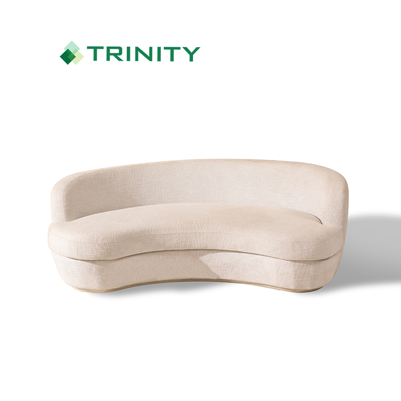 Bespoke Italian Modern Small Velvet White hotel 2 Seat Curved Sofa
