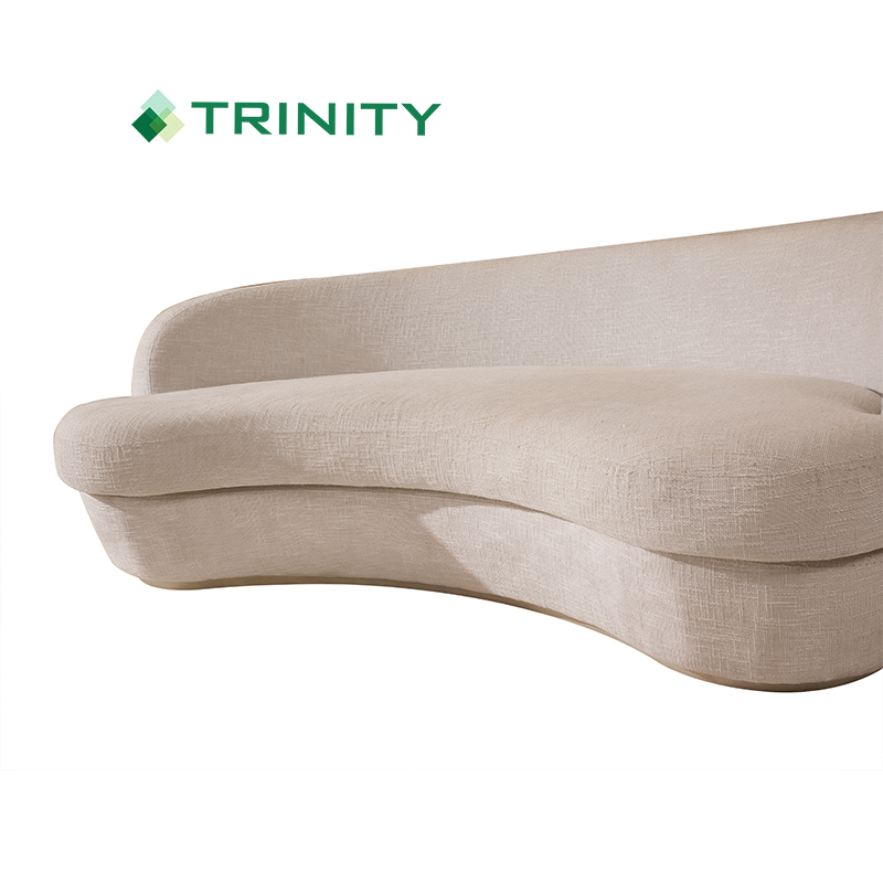 Bespoke Italian Modern Small Velvet White hotel 2 Seat Curved Sofa