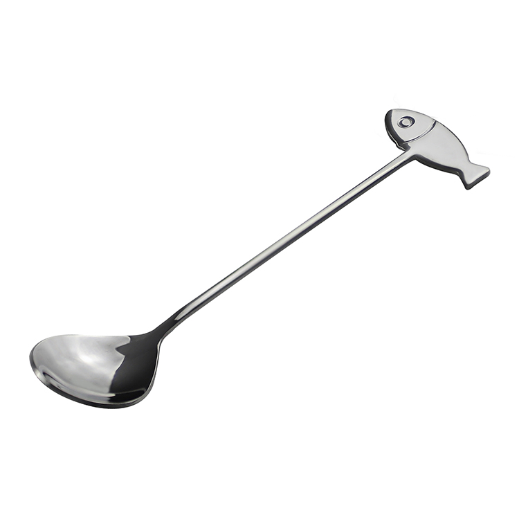 Fashion Hot Sale Food Grade Stainless Steel Fish Shape Long Ice Cream Spoon