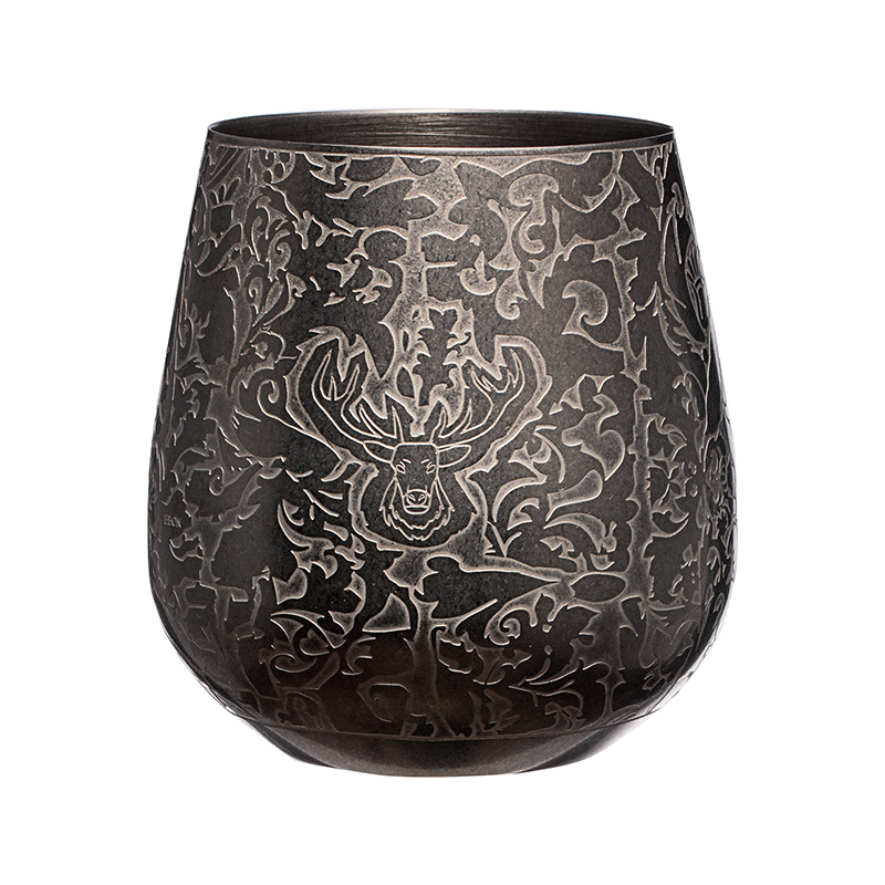 China Etched Stainless Steel Stemless Wine Glass manufacturer