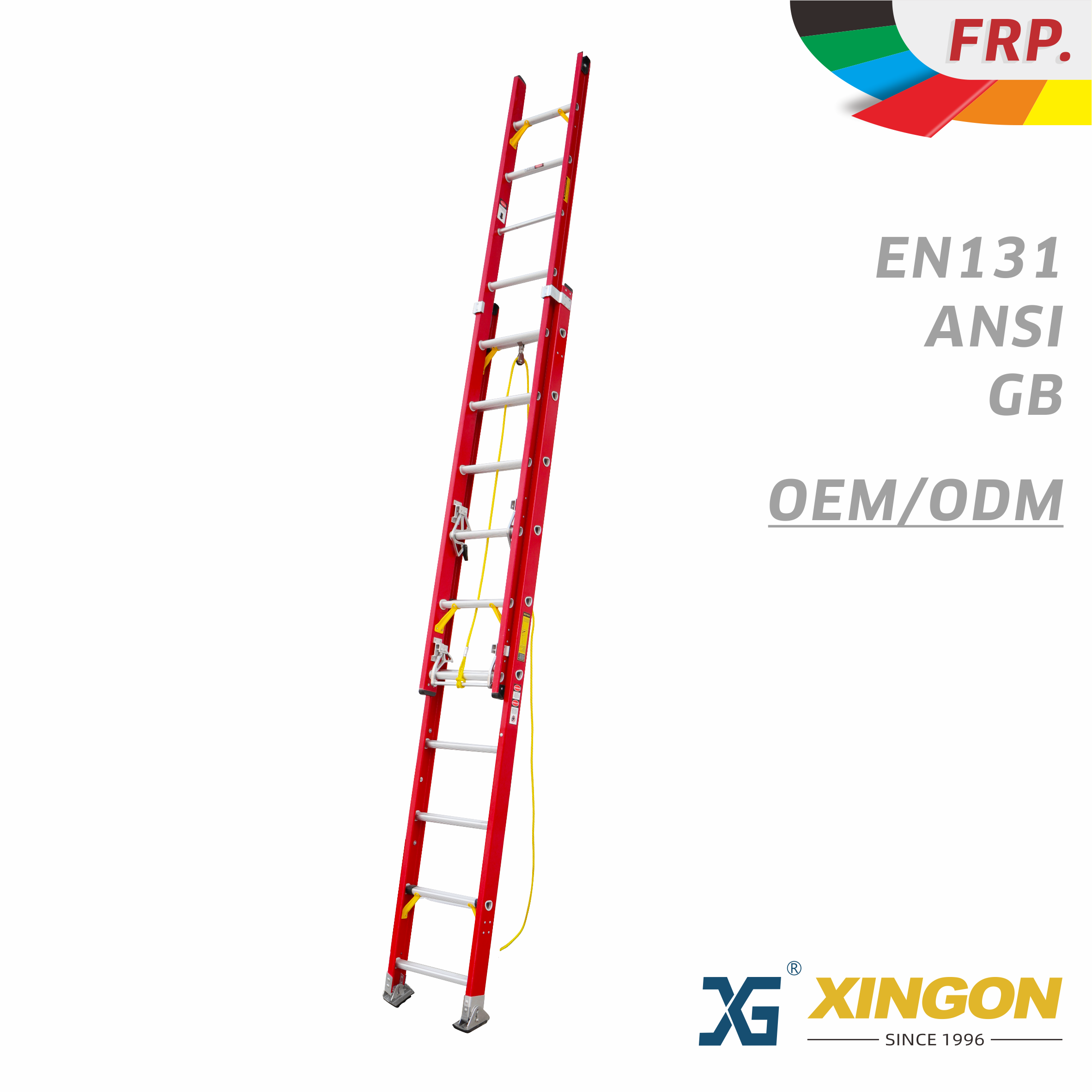 XG-127D2  - Heavy Duty Fiberglass D-Rung Extension Ladder ANSI