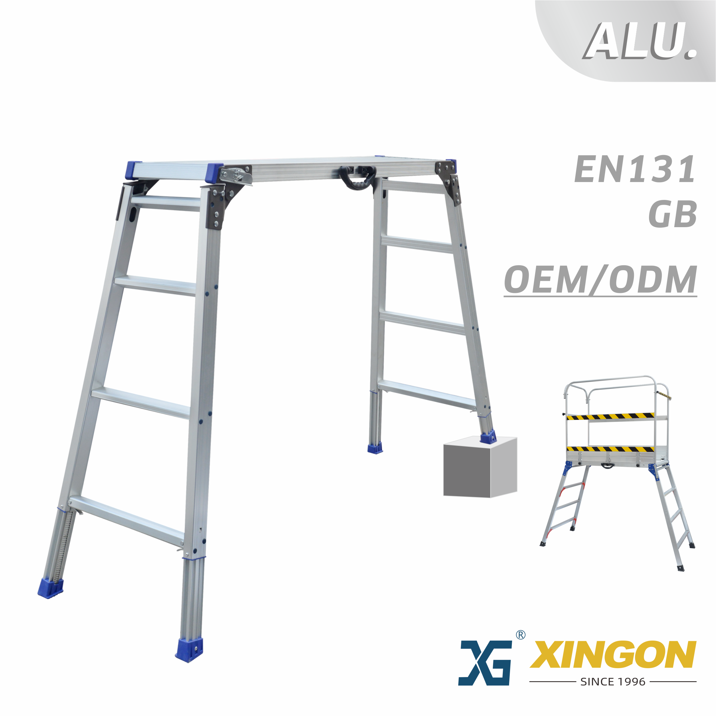 XG-118A/AH 【ALLUMINIO】 Scala per piattaforma di lavoro regolabile