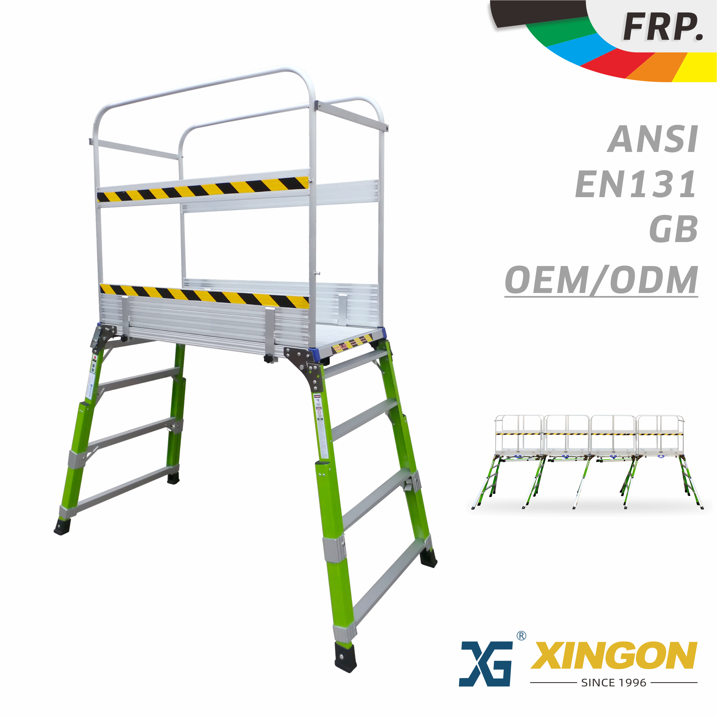 XG-218FH 【FIBRE DE VERRE】 Échelle de plate-forme de travail réglable