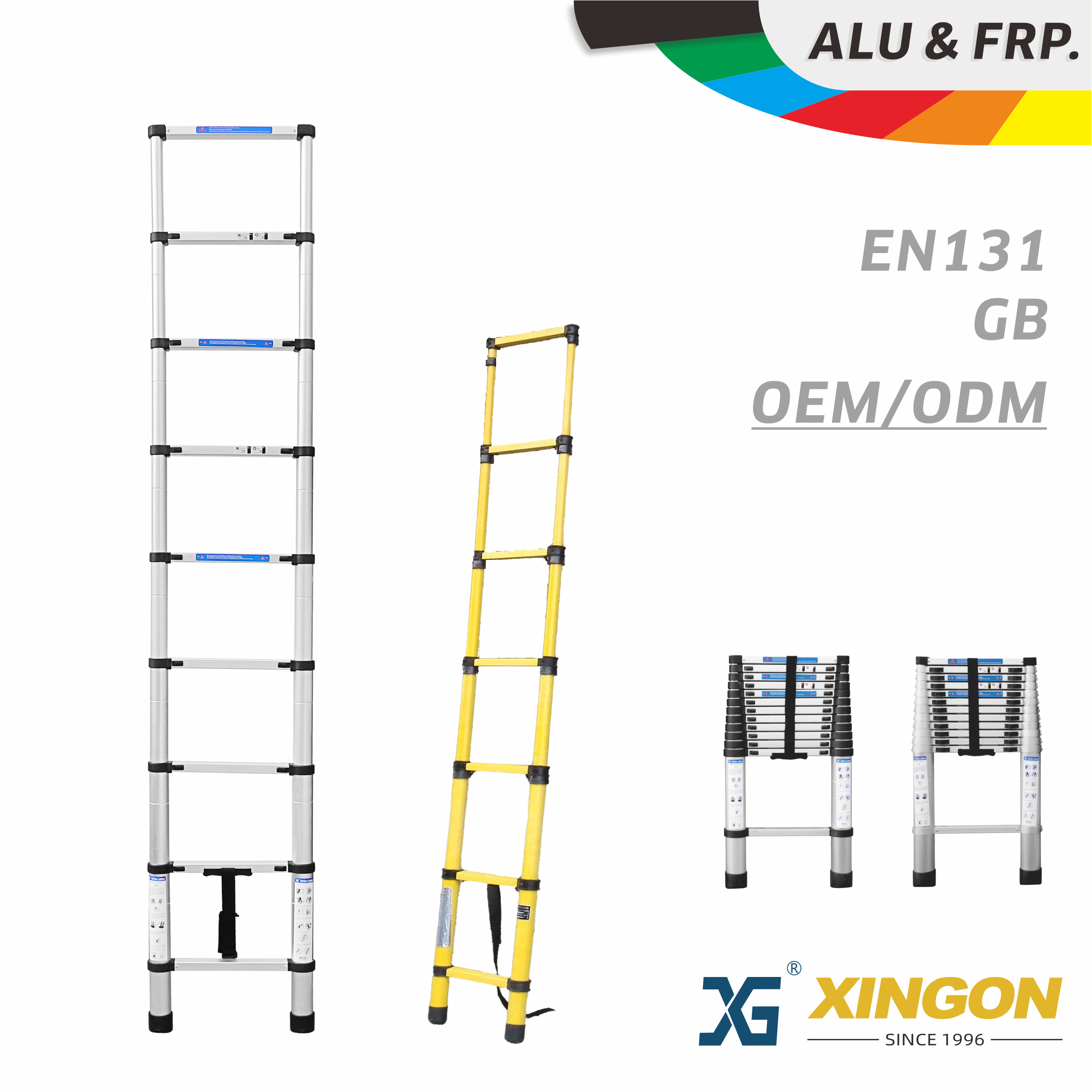 XG-128A/D/F 【Alluminio/Fibra di vetro】 Scala telescopica su un lato