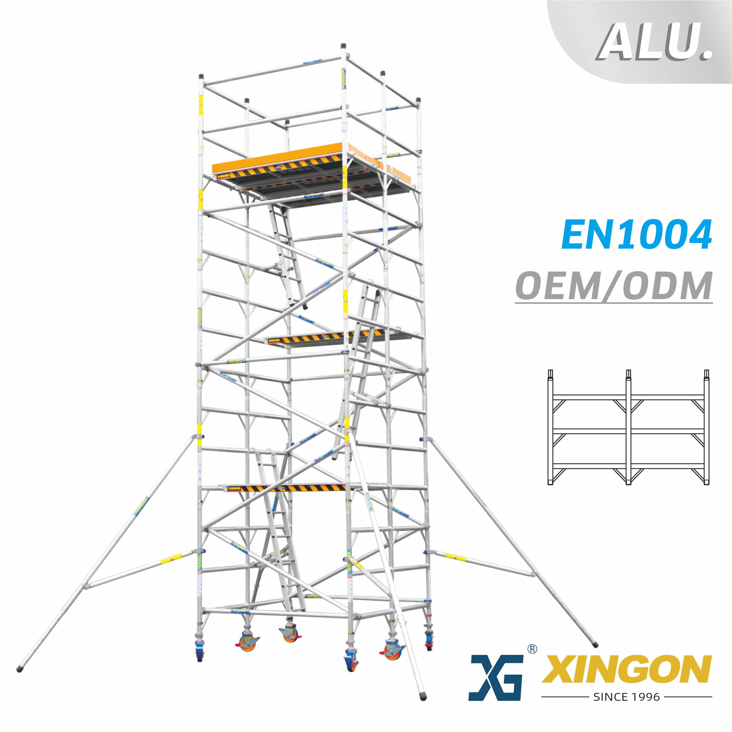China XG-178ST 【ALUMINUM】 Triple Wide Scaffolding With 20° Ladder manufacturer