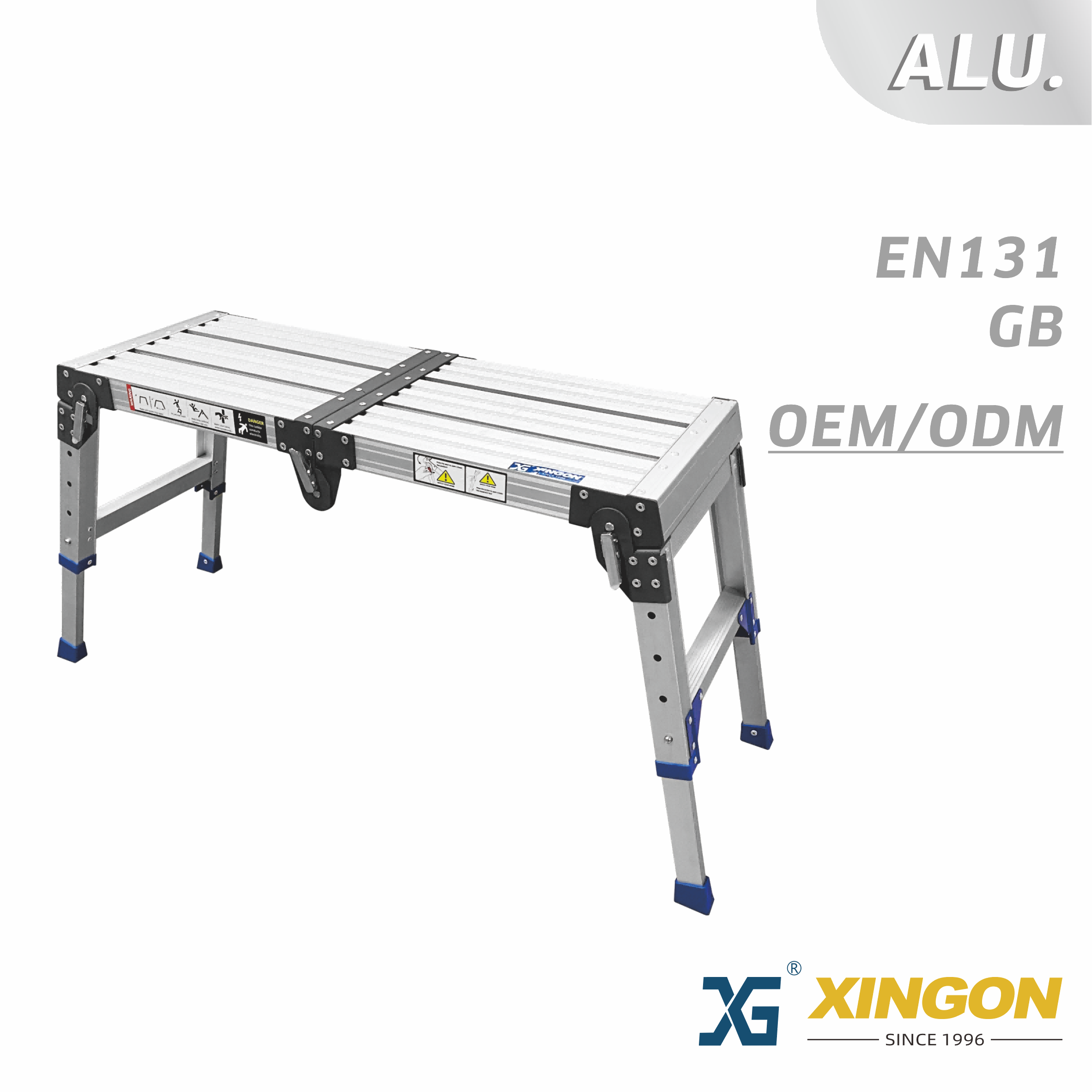 XG-338 【ALUMINIO 】 Escalera de plataforma plegable de trabajo ajustable