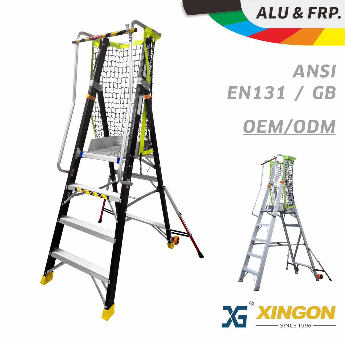 XG-152ED/FD 【ALUMINIUM / FIBRE DE VERRE】 Échelle à plateforme