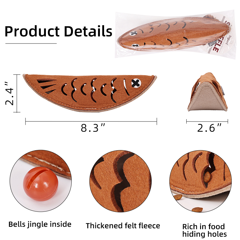 Roast Fish Design Pet Feeding Toy Snuffle Training Jingle Bell Companion Hat Fun Toy für Hund Katze