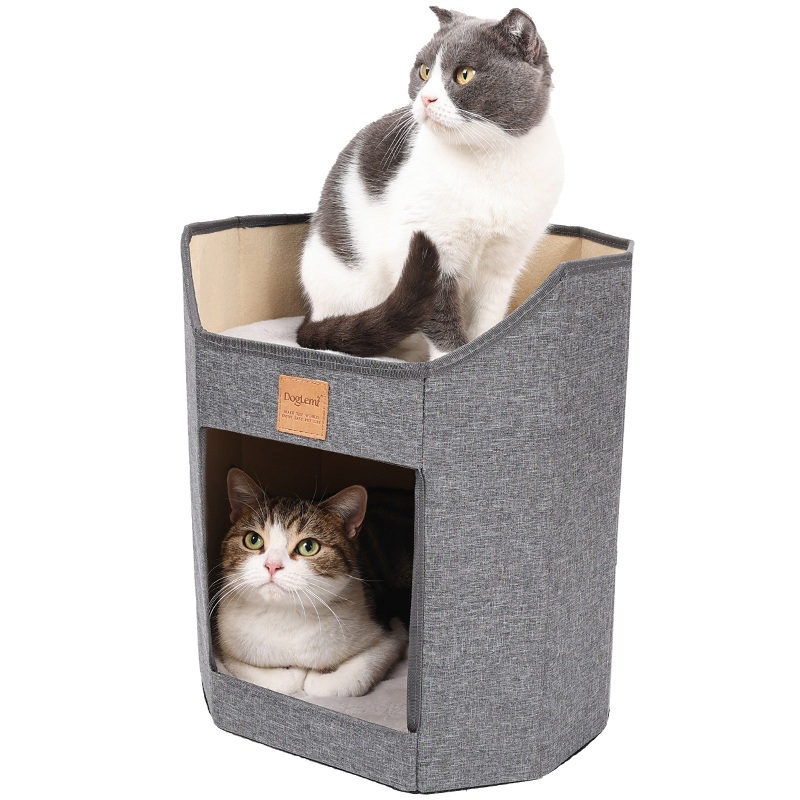 Litière pour chat pliante quatre saisons à double couche de sélection bicolore