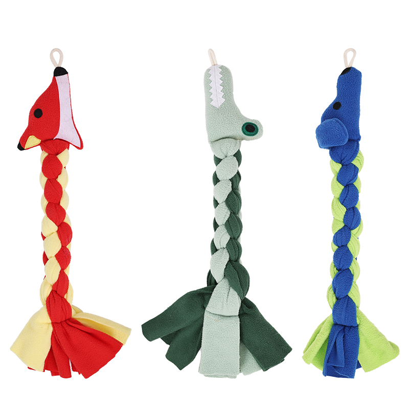 Animal Design Dog Fleece Rope Teaser Toy Replacement to Chase and Tug Interactive Pet Chew Dog Pole Toy