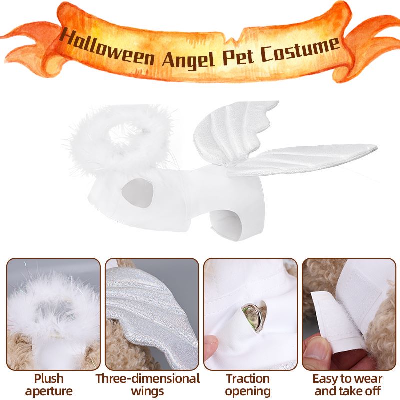 Halloween Christmas Holiday Angel Dog Costume Wings Cat Angel Costume Fairy Wings